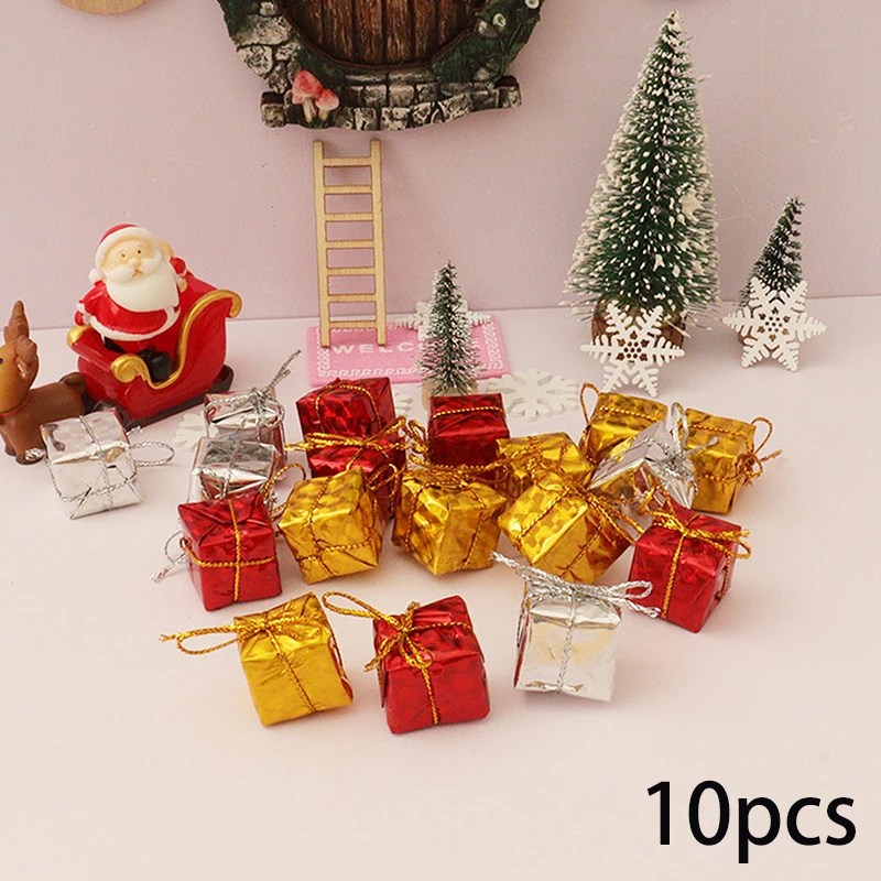 New 10PCS Dollhouse Miniature Christmas Gift Box Pretend Play Mini Doll House Furniture Festival Scene Decoration Accessories