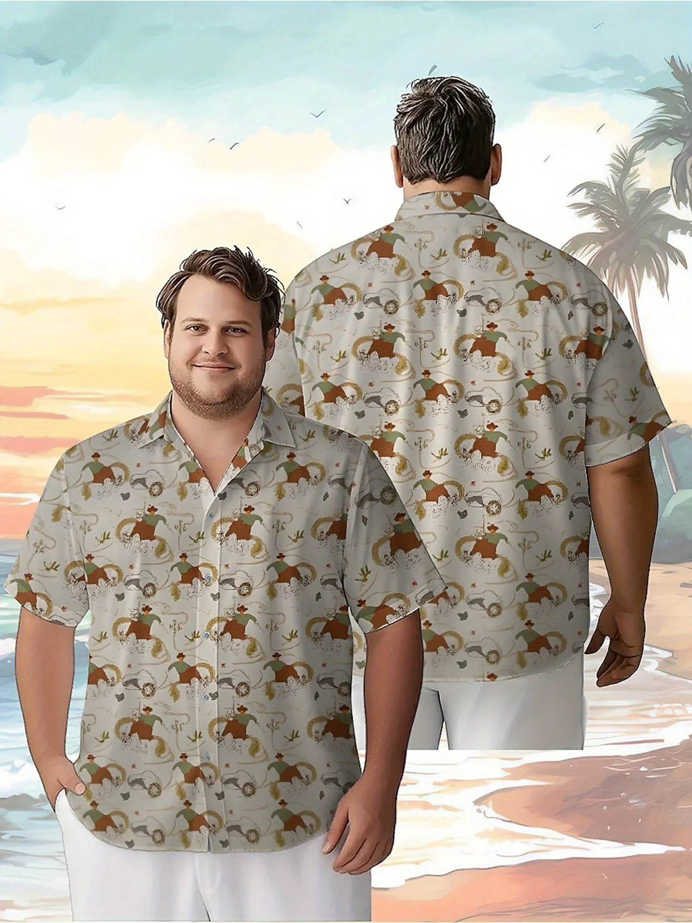 

Men's Plus Size Hawaiian Shirts Vintage Equestrianism Pattern,Premium Comfort Youth Clothes,Y2K Tops