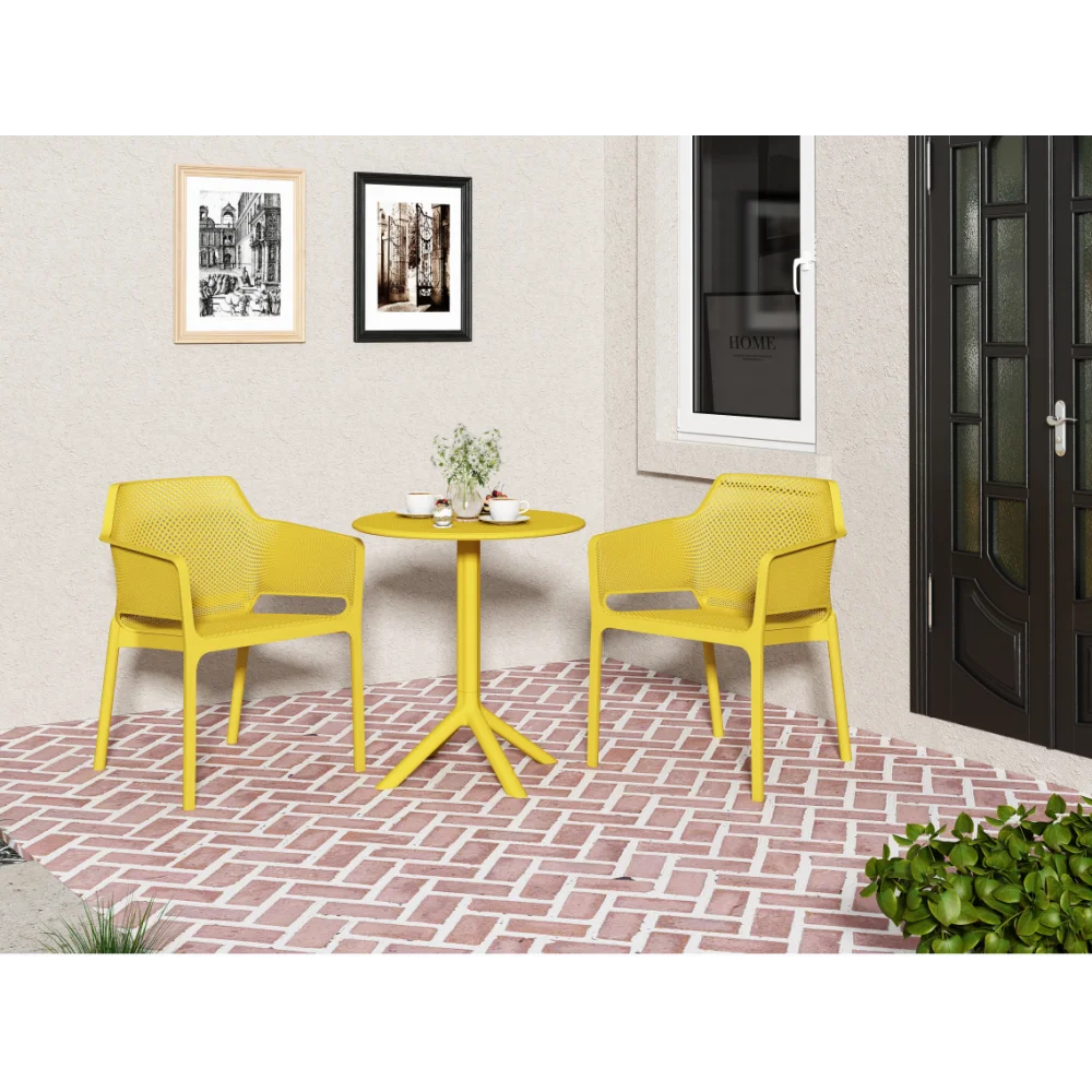 

3 piece plastic arm chair Bistro GRS Premium Ocean Plastic, mustard yellow