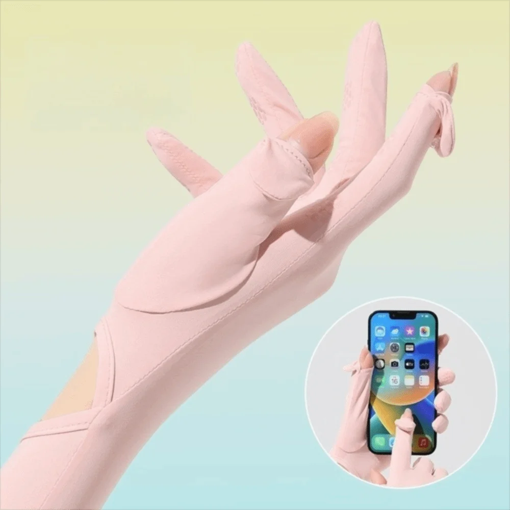 Breathable UV Protection Sun Protection Gloves Ice Silk Long Gloves Ice Silk Sleeve Touchscreen Bicycle Gloves Summer