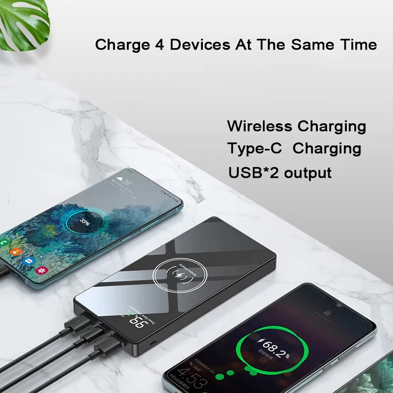 20000mAh Qi Wireless Power Bank 22.5W Fast Charging 15W Wireless Charger Portable Battery For iPhone 15 Samsung Xiaomi Huawei