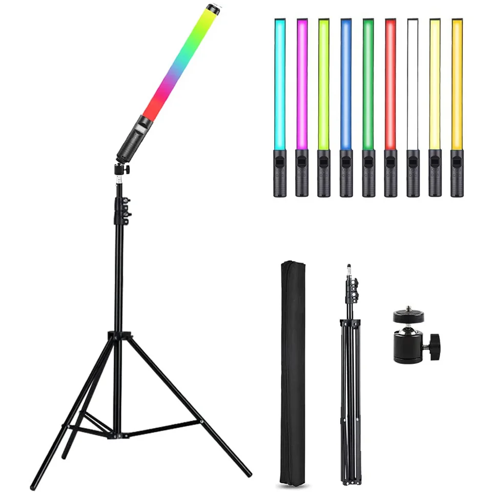 RGB Handheld Flash Speedlight Photography Lighting Led Video Light Stick Wand With Tripod Stand Party Colorful Fill Lamp