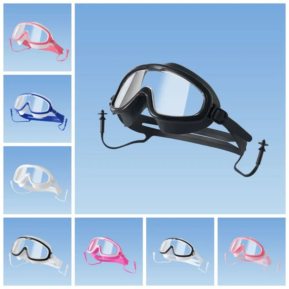 

Swimming Tools Big Frame Swimming Goggles Anti Fog With Earplugs Swim Glasses Anti-UV Silicone Diving Eyewear Swimming Beginner