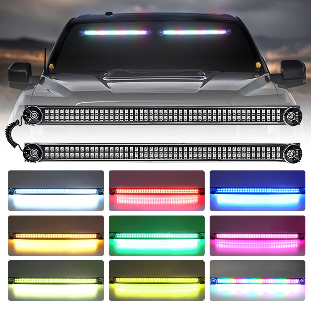 

192LED Strobe Light for Car Windshield Police Lights Front Rear Emergency Signal Flashing Lamp Lighting RGB Universal 2 In1