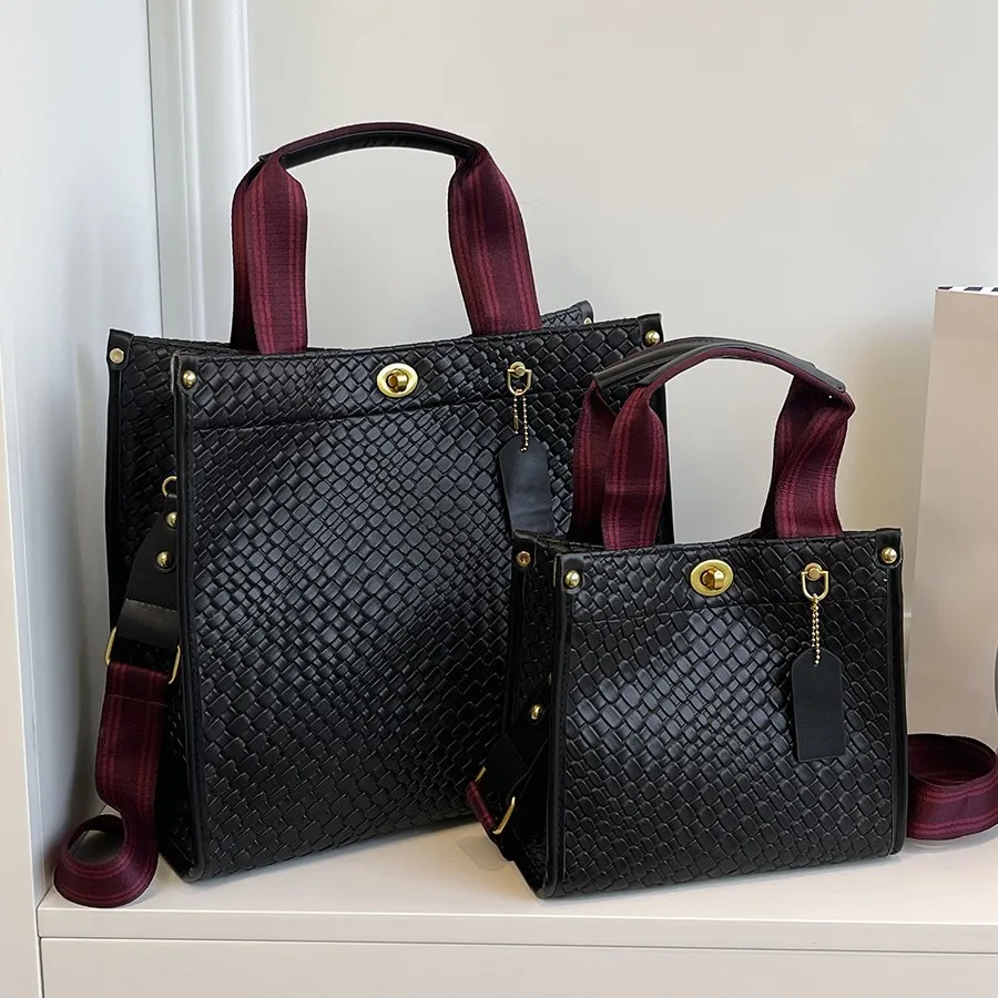 

​2025 Korean Style Woven Tote Bag for Women, Large Capacity Office Crossbody Purse, Elegant Shoulder Bag for Work & Commute​