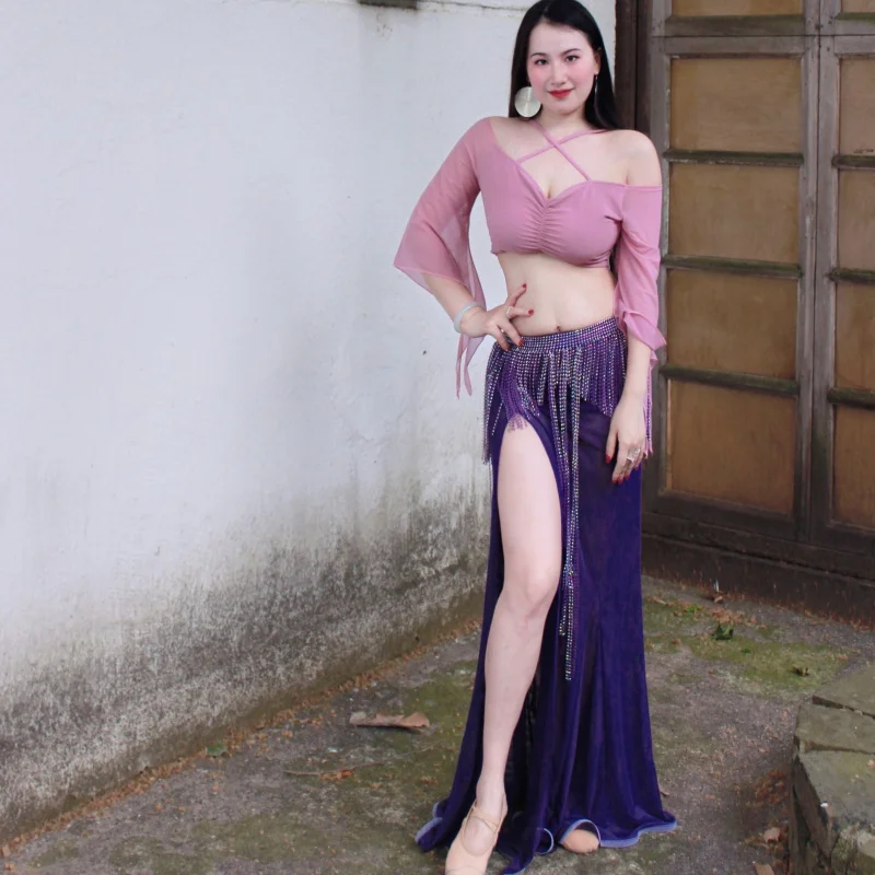 buikdansvoorstelling kostuum voor vrouwen sexy en afslanken temperament set volwassen oosterse dans professionele oefenkleding