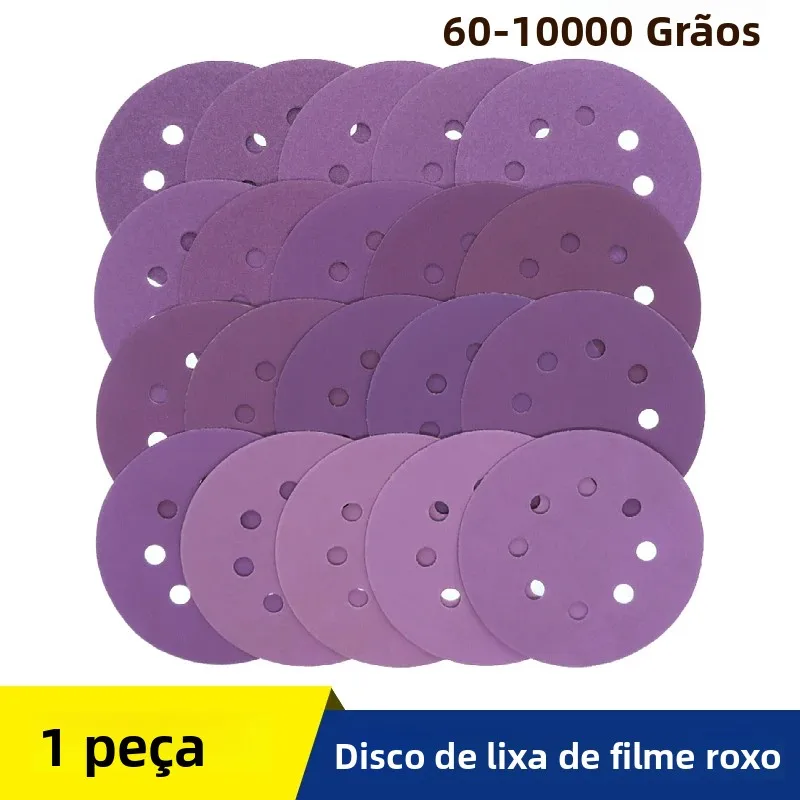Disco de lixa de 5 polegadas com gancho e laço, grão 60-10000, papel de lixa de alumínio para acabamento de móveis de madeira, lixamento de metal, polimento automotivo.