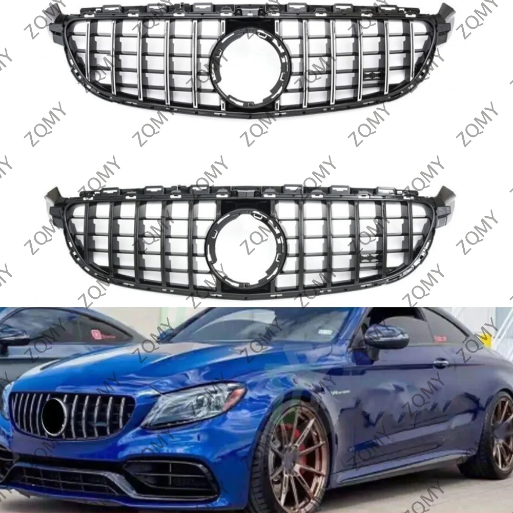 Car Front Bumper Grille Centre Panel Styling Upper Grill (GTR style) For Mercedes-Benz C-Class W205 C63 2019 2020 2021