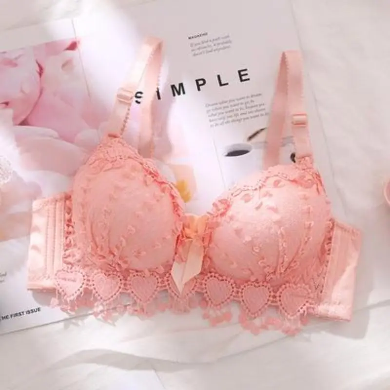 New Spring Summer Bras for Teenagers Cute Bow Comfortable Underwear for Girls Made of Cotton Wireless Ladies Lace Sexy Lingerie