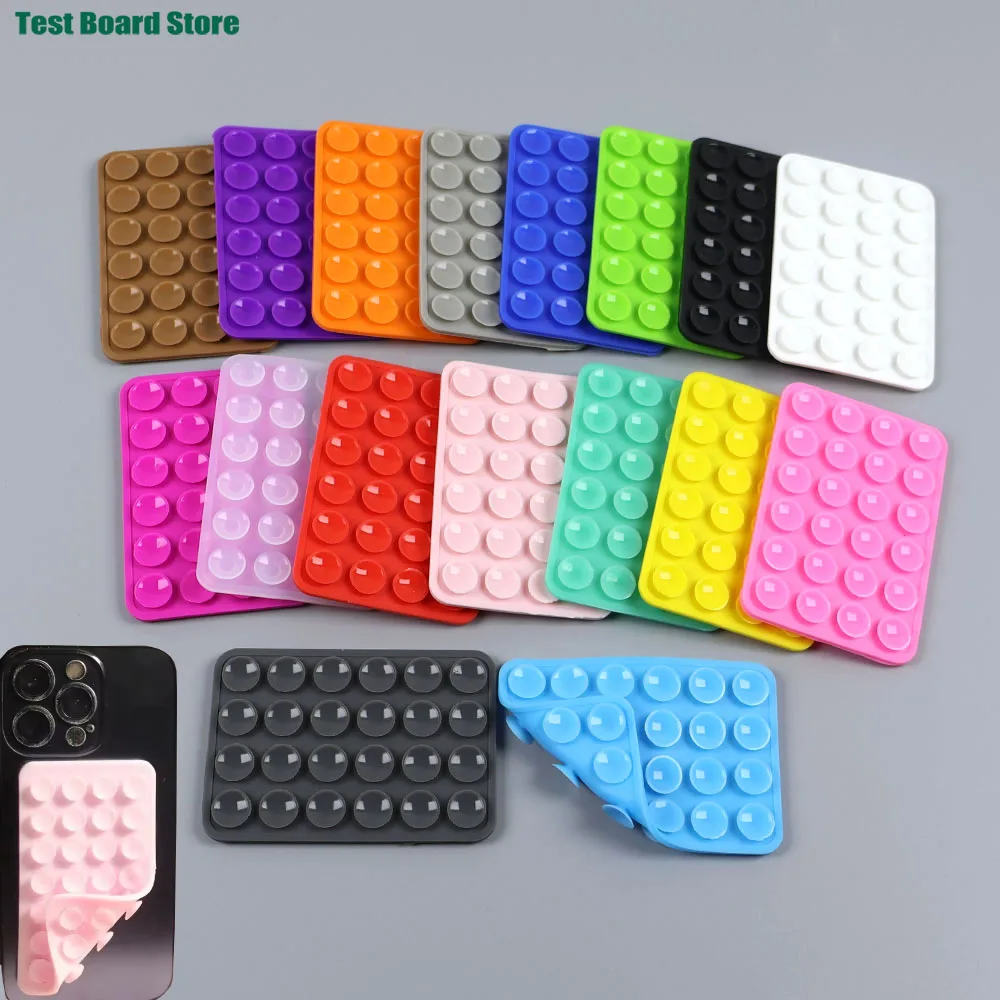 2pcs Silicone Suction Cup Double-Sided Hands-Free Strong Holder for iPhone Android for Car Mirror Kitchen Bathroom