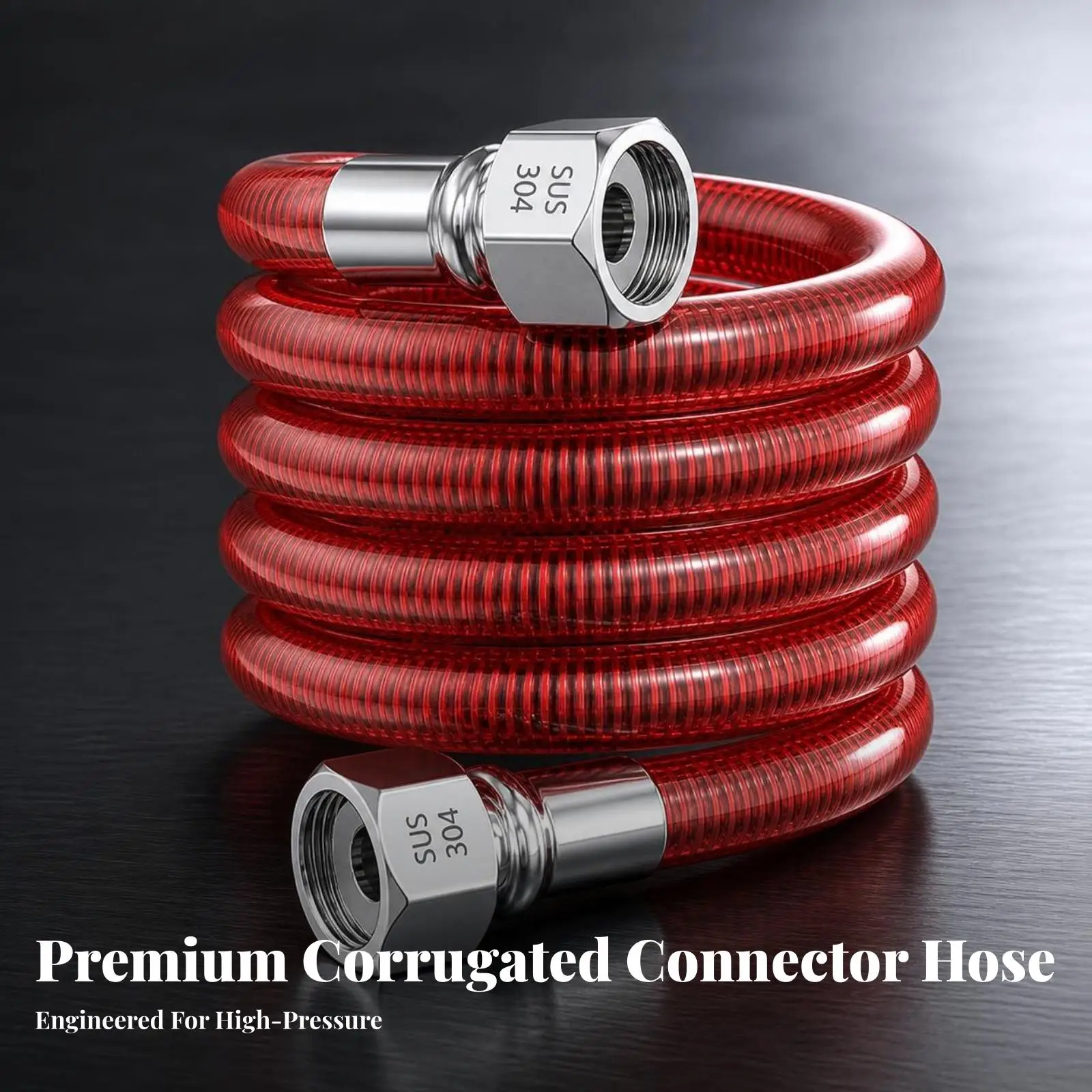 Industrial Connector Water Hose 304 Stainless Steel Braided Corrugated Tube Heat Resistant for Hook Up Supply Line