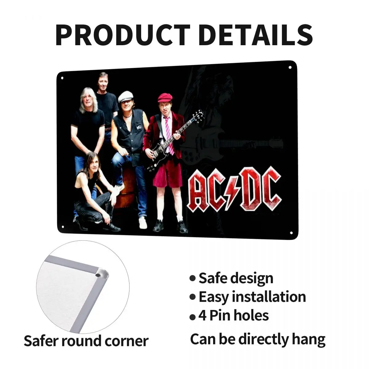 AC DC Rock And Roll Band Sign Australian Heavy Metal Music Metal Plaque for Office Store Pubs Club Man Cave Bar Home Decor