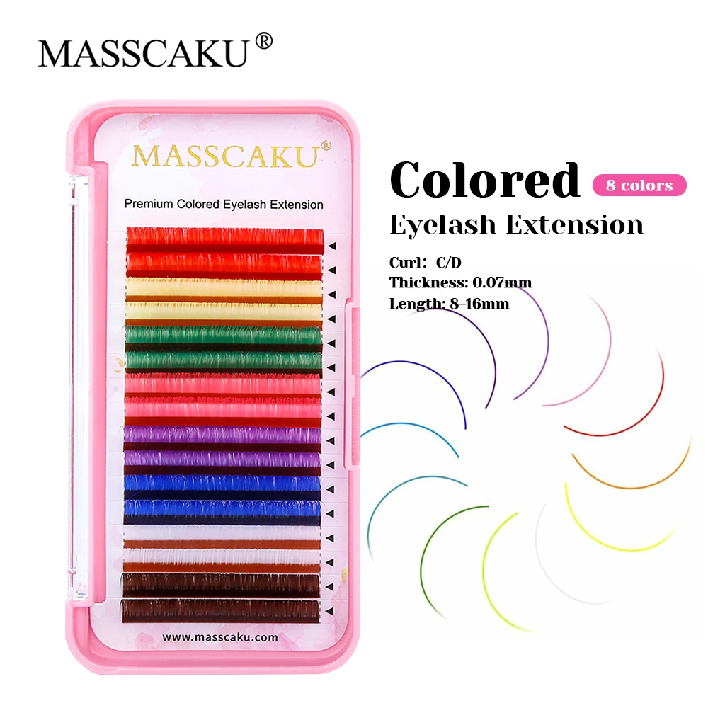 Customized Private Label 0.07mm Thickness Wispy Rainbow Color Russian Volume Eyelash Waterproof Colored Classic Lash by MASSCAKU