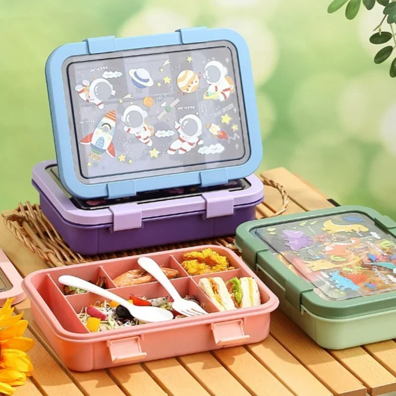 1500ml Cartoon Bento Box For Students Office Rectangular Leakproof Lunch box Children's Food Container Microwave Oven Tableware