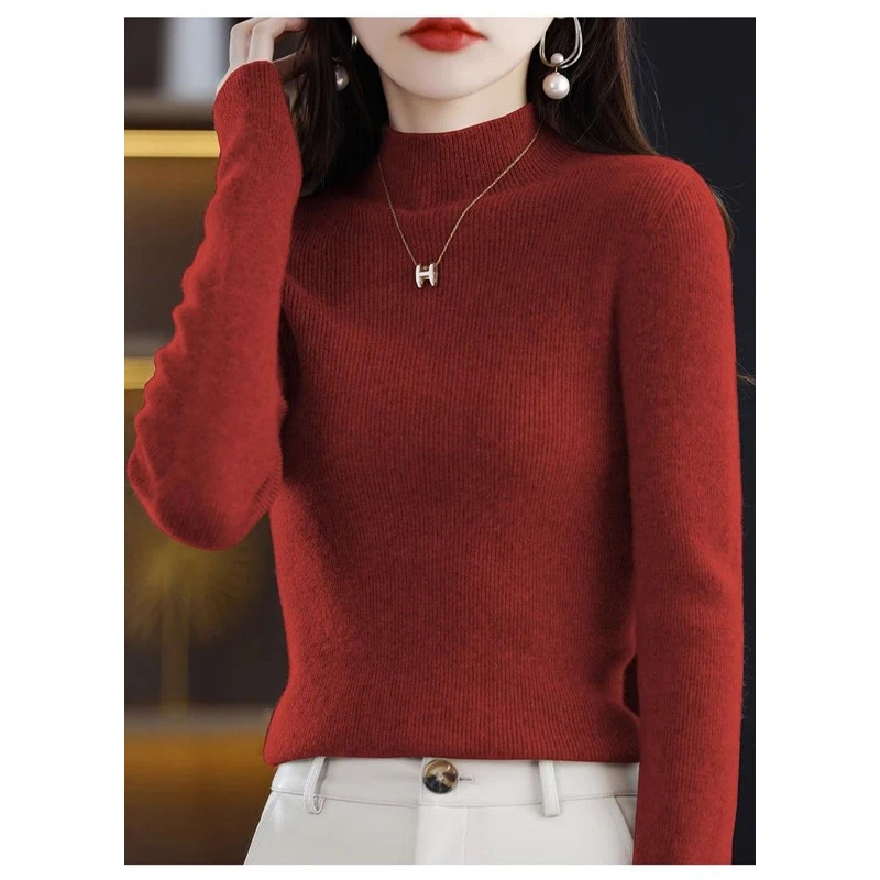 Herbst Winter Einfarbig Rundhals Langarm Mode Pullover Frauen High Street Komfortable Pullover Elegante Alle-spiel Tops