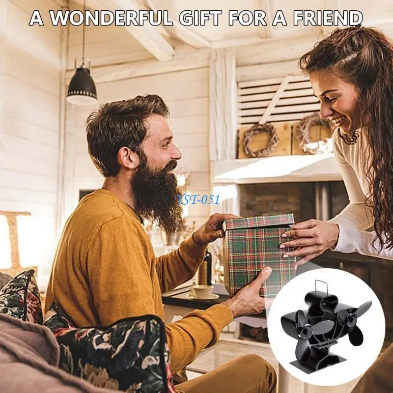 

E15A Double Head Fireplaces Fan Quiet Operate Heat Powered Stove Fan Enduring