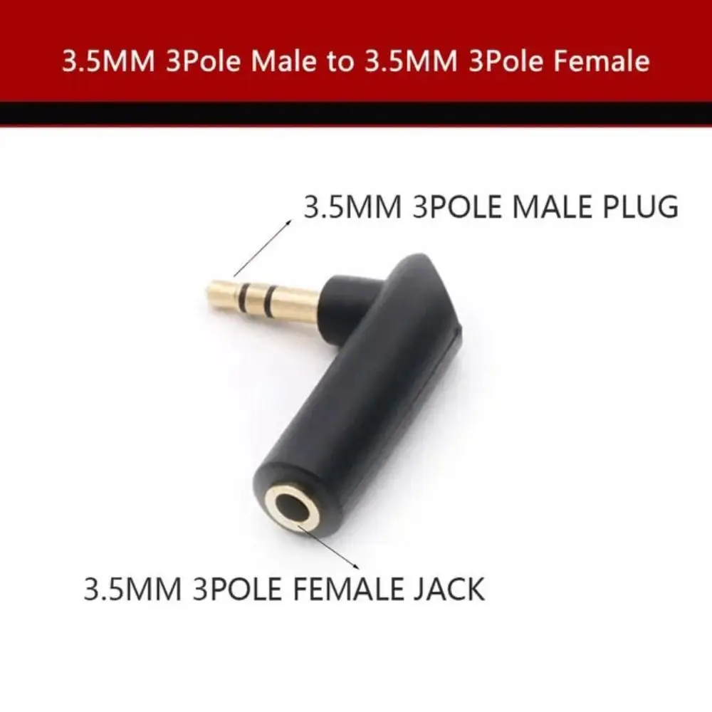 3.5mm 3/4Pole Gold-plated Connector Male to Female 90 Degree Audio Adapter Headphone Adapter L Shape Jack Adapter Connector