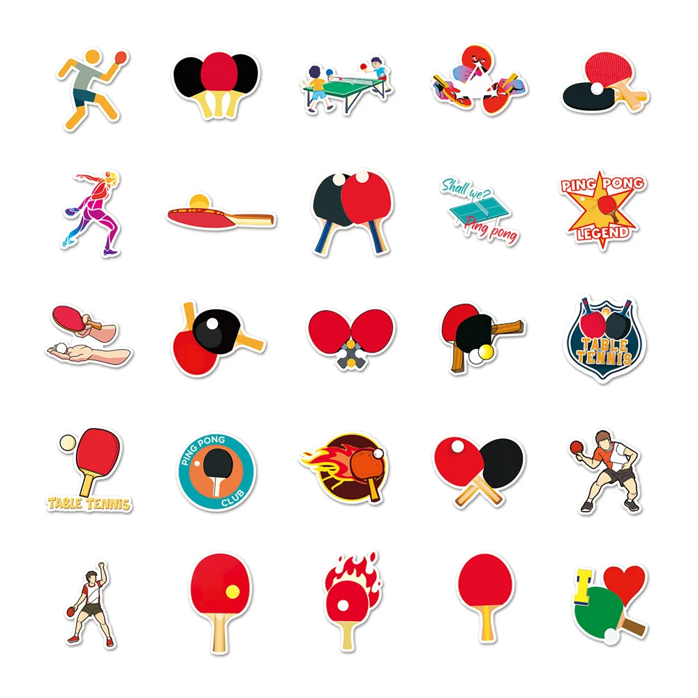 10/30/50PCS Cartoon Table Tennis Sports Personality Creative Sticker Desk Computer Phone Skateboard Waterproof Sticker Wholesale