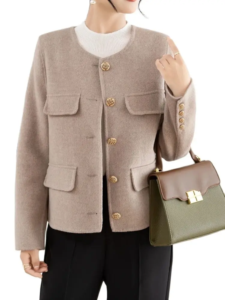 CAIXINGLE 100% Double-sided Cashmere Coat Women Short Slim Fitautumn And Winter Wool Coat