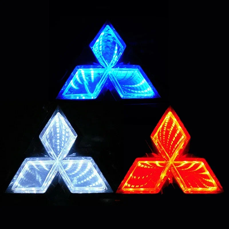 Car Front 3D LED Light Emblem Badge for Mitsubishi Outlander Eclipse Lancer 9 10 ASX L200 Colt Pajero Auto Exterior Accessories