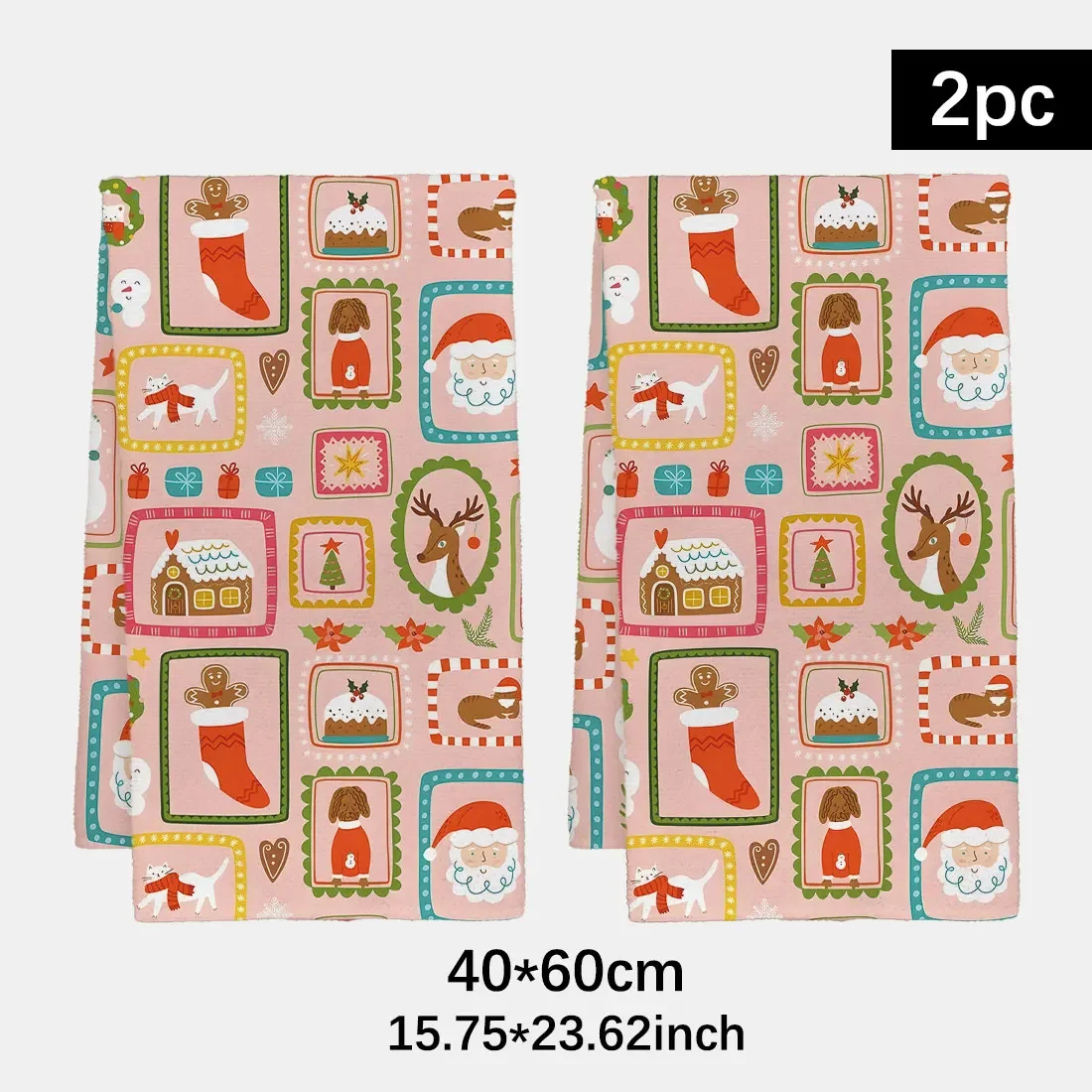 Christmas Element Series DishCloth Towel, Cute Christmas Green Face Towel, Unisex, Not Easy to Shed Hair Face Washing Towel.