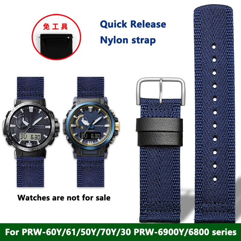 23mm quick release nylon watchband for Casio mountain watch PRW-60Y/61/50Y/70Y/30 series nylon canvas watch strap  bracelet