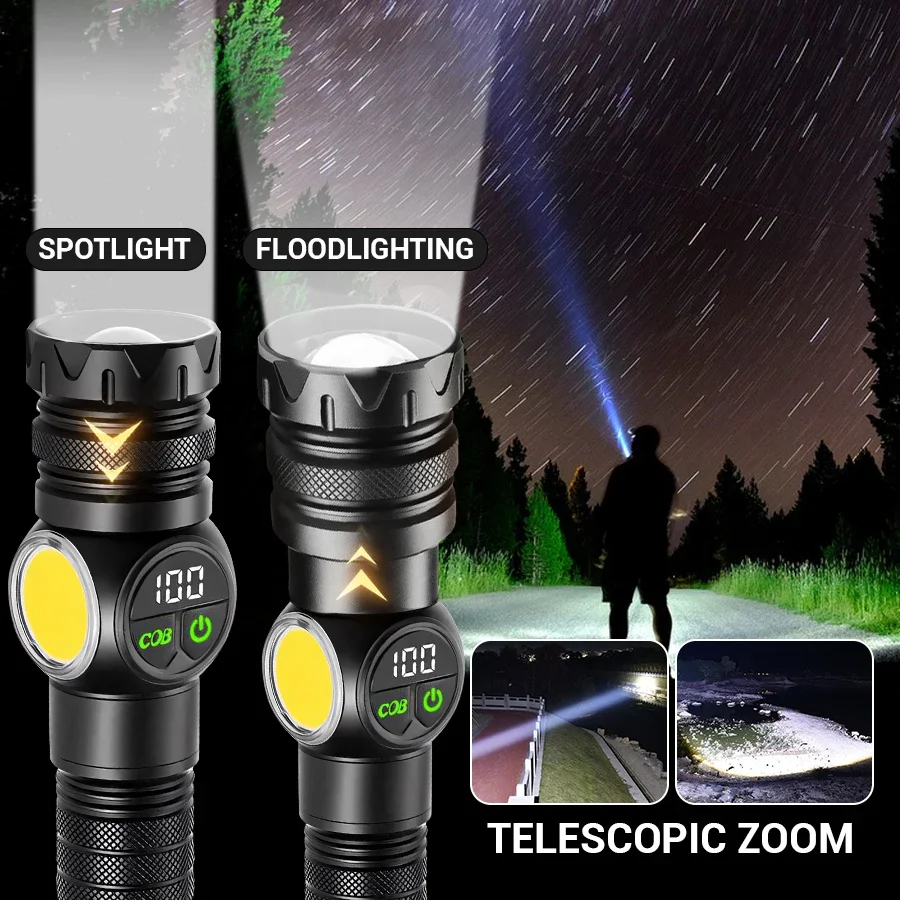 Most Powerful LED Flashlight White Laser Tactical Flash Light USB Rechargeable Zoom Torch Long Range Lamp Camping Lantern