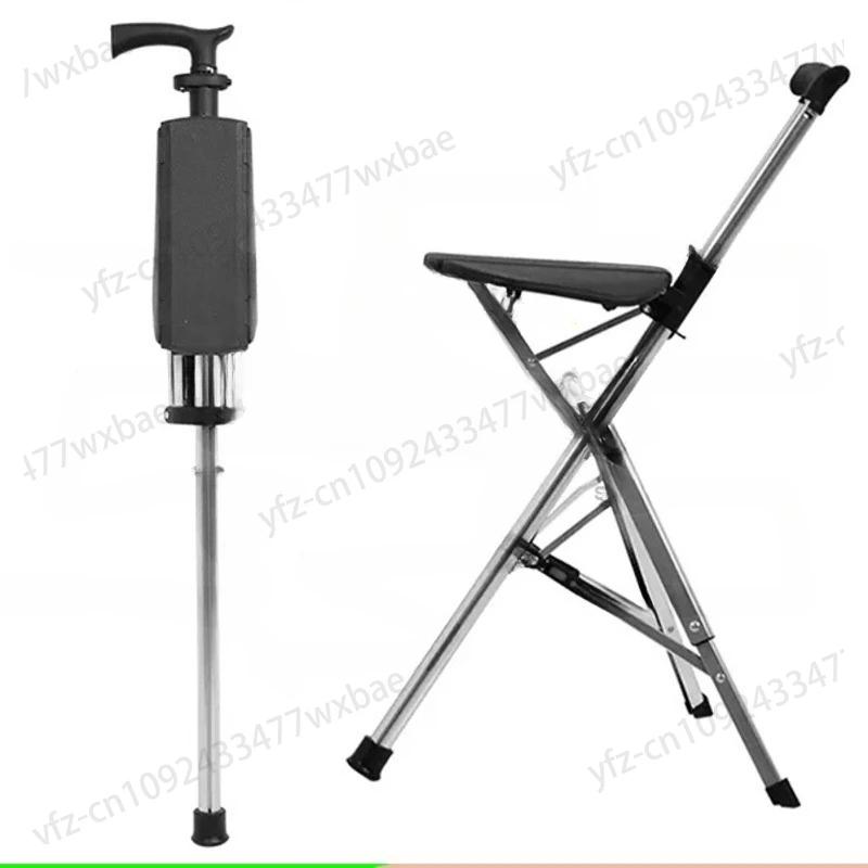 

Non-slip with Stool for The Elderly Trekking Pole Crutch Stool Crutch Chair Foldable Multi-functional