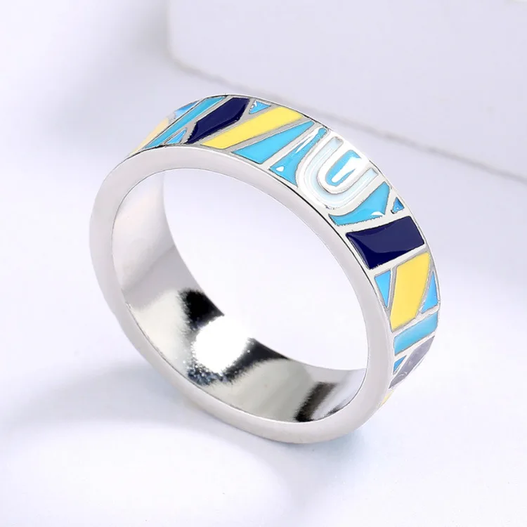 Women\'s Vintage Classic Ring Irregular Coloured Letters Graffiti Enamel Ring Fashion Everyday Casual Hand Decoration 925 Stamp