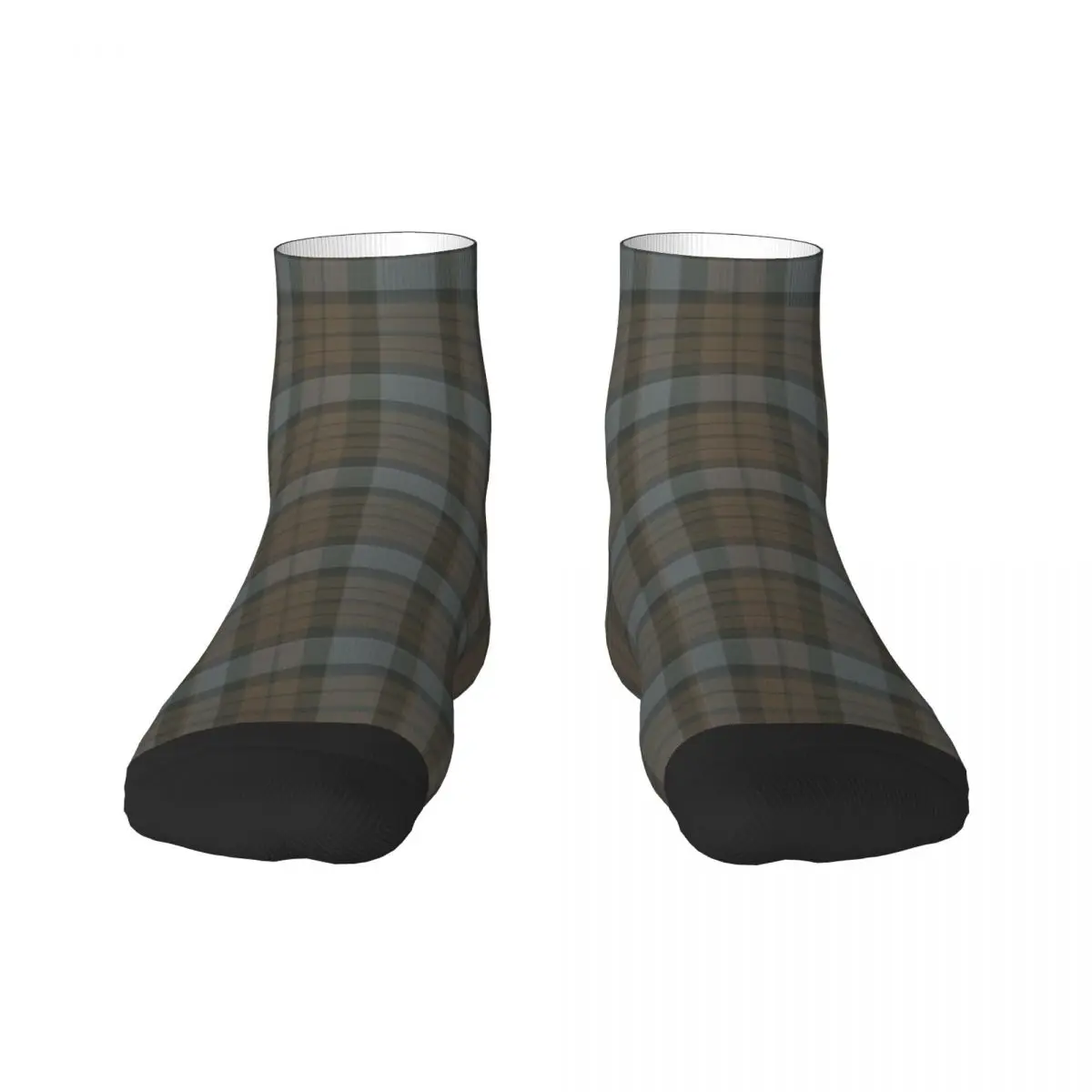 Fashion Brown Grey Plaid Tartan Textured Socks Men Women Warm 3D Print Classic Gingham Sports Basketball Socks