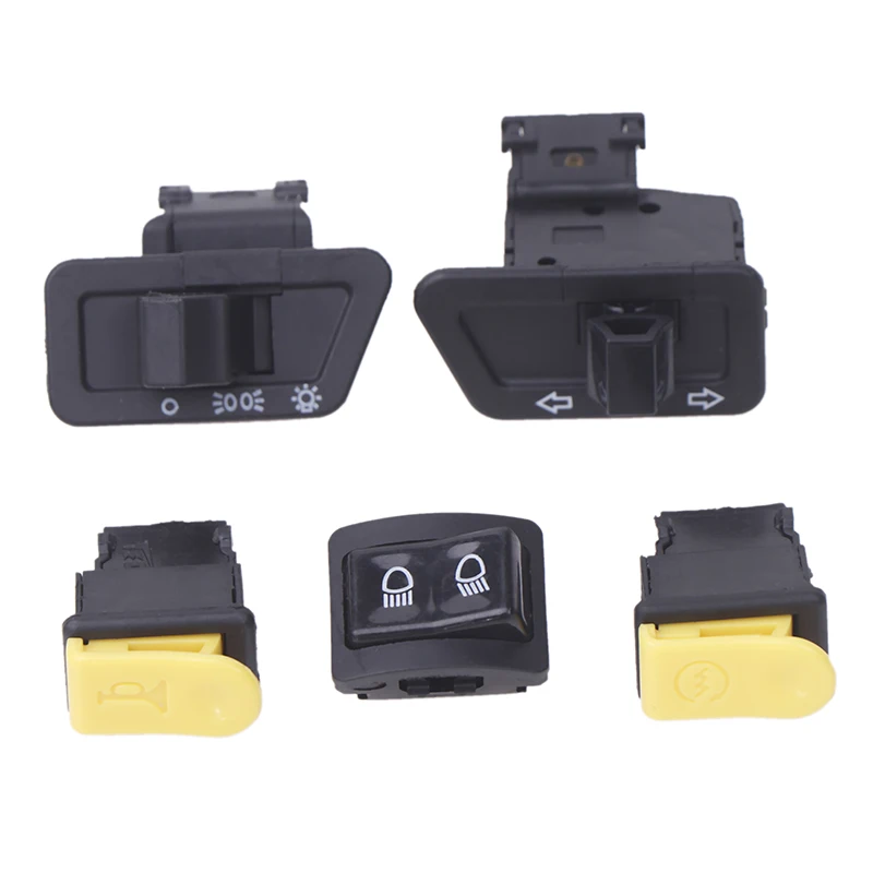 New#5Pcs/Set Motorcycle Button Switch Head Light Horn Dimmer Turn Signal Starter High Low Beam Electric Start Button For Moto