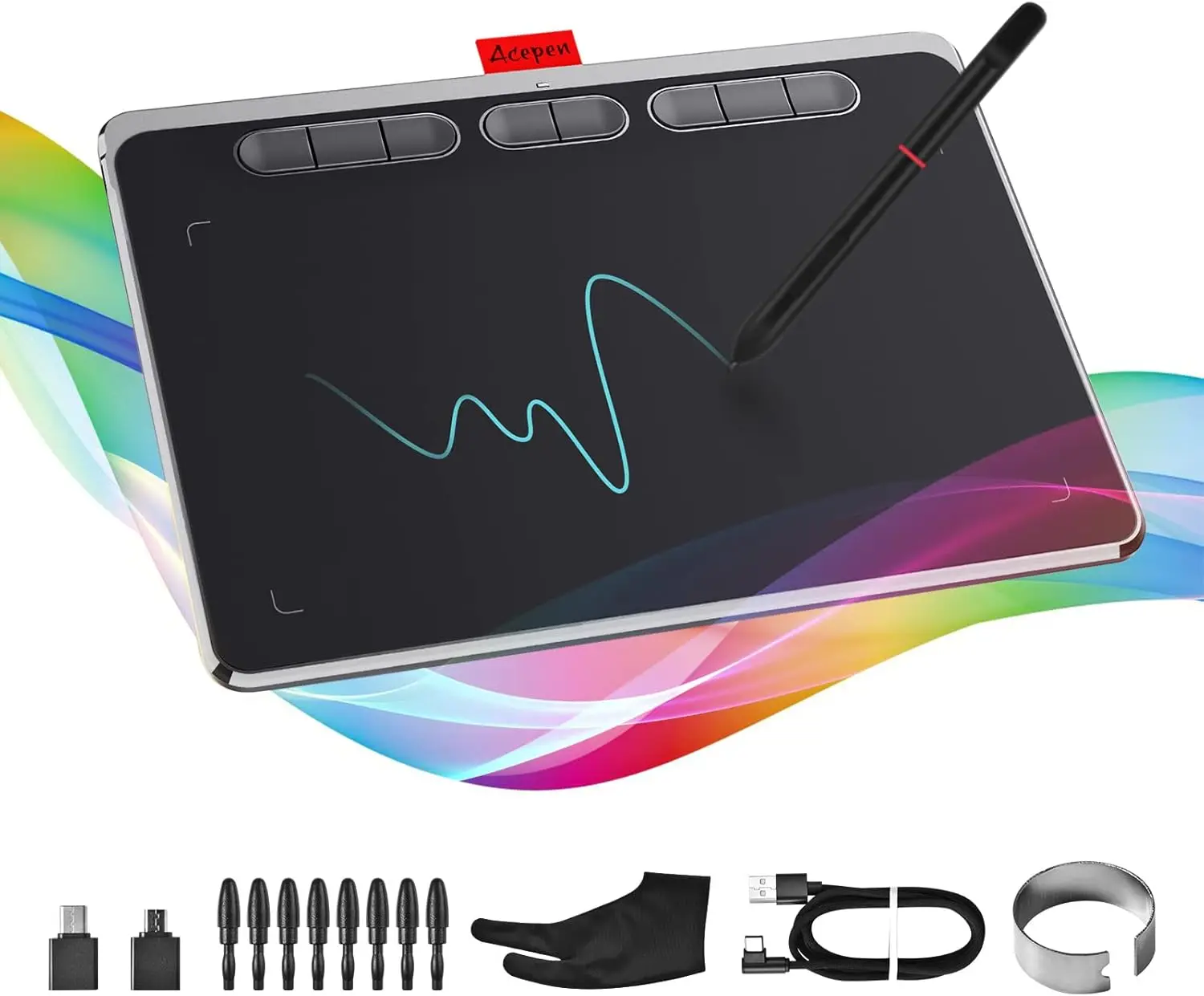 

HavaPen ap960 9X5-inch artistic digital drawing tablet, featuring tilt and radial functions, equipped with 8 shortcut keys