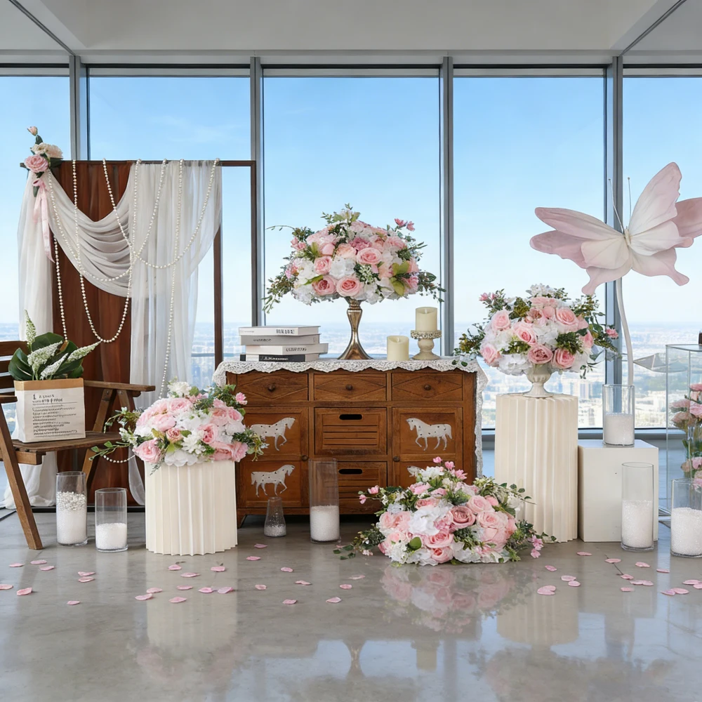 

Искусственные розовые и белые цветочные композиции в форме шара - Декор для свадеб, вечеринок, дома, обеденного стола HY2656