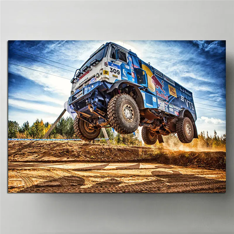 Famous Cars Posters Prints Vehicle Trucks Silk Way Dakar Race Racing Sport Car Wall Art Modern Home Decor Birthday Gift Unframed