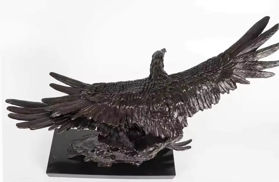 Bronze Couple Eagle Falcon Statue Animal Bird Sculpture Marble Base Gorgeous Home Office Decor Business Gift view 5
