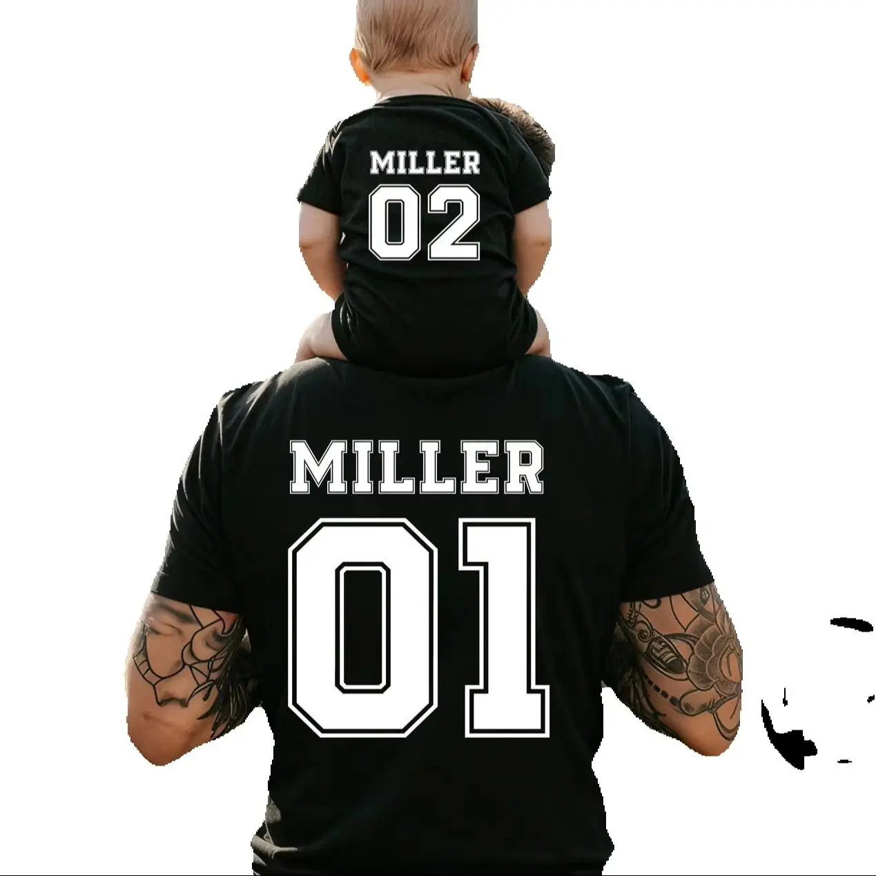 

Custom Dad And Baby Jersey Shirts Printed Your Name And Number on Back Shirts Baby Bodysuits Matching Family Father Son Outfits
