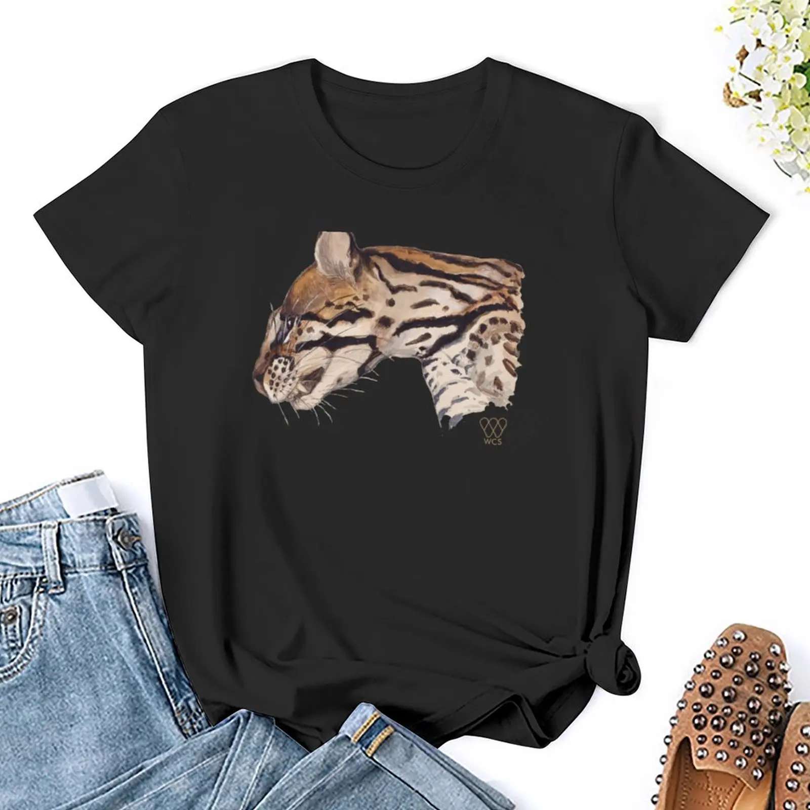 Margay Cat T-Shirt Female clothing vintage clothes female black t shirts for Women