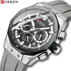 CURREN Luxury Brand High Quality Chronograph Luminous Watches for Men Silicone Strap Casual Sports Waterproof Quartz Wristwatch