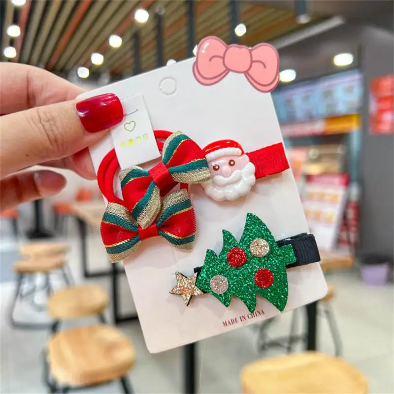 Cartoon Christmas Tree Santa Hair Clips For Kids Elk Cute Bell Hairpins Hair Accessories Christmas Gift Wholesale