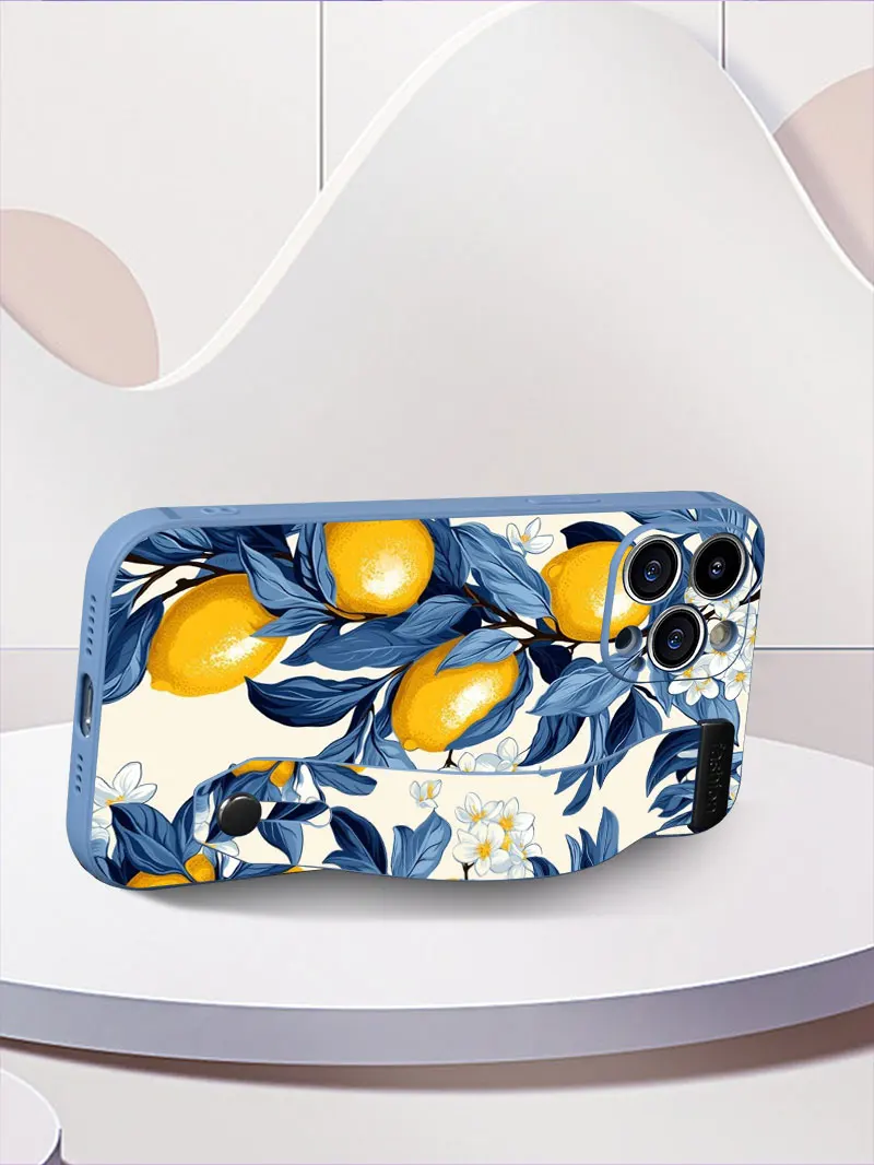 الفاكهة الليمون الملونة ستار زهرة الفن نمط شريط للرسغ جراب هاتف آيفون 17 16 15 14 زائد 13 12 11 برو ماكس X XS الغطاء الخلفي