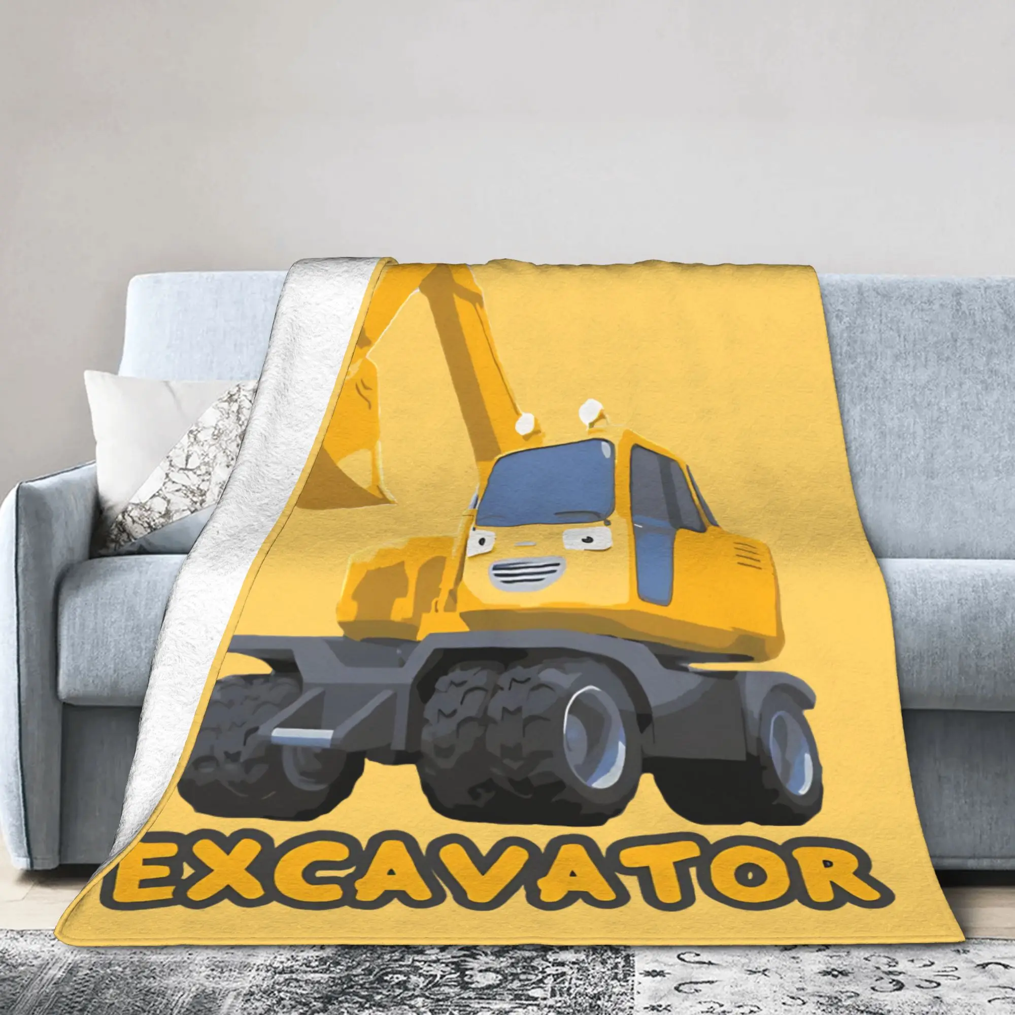 Heavy Vehicle Excavators Flannel Throw Blankets Tayos Little Bus Blankets for Bed Couch Ultra-Soft Bedroom Quilt