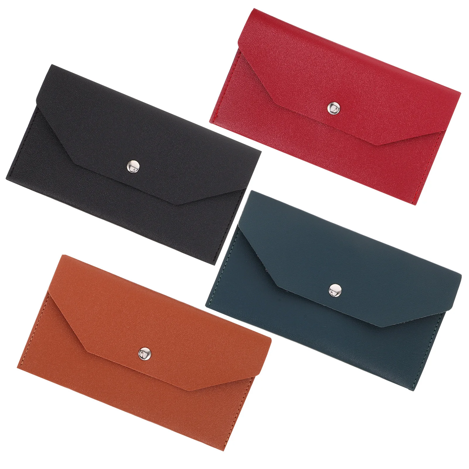 

4Pcs Minimalist PU Card Case Wallet Envelope Style Multi Pocket Card Holder Compact Money Pouch for Men Women Clutch Purse Daily
