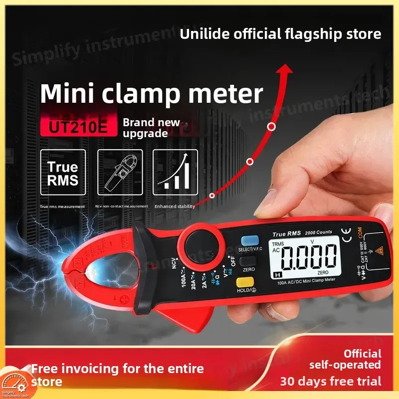 UT210E Mini Digital Clamp Meter AC DC Ammeter Multimeter True RMS Clamp Meter for Electricians Voltage Current Resistance
