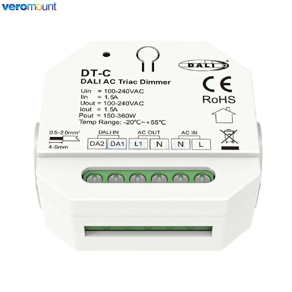 Skydance DT DT-B (DT4) 150W-360W 110V 220V AC Triac DALI atenuador dirección DALI 1CH para interruptor de atenuación luz LED de un solo Color