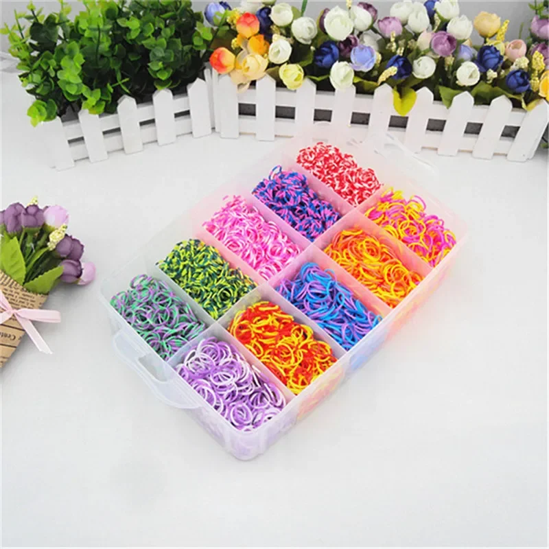 15000 Rainbow Luminous Rubber Bands Set for Children's Puzzle DIY Hand Woven Rubber Band Luminous Bracelet Loom