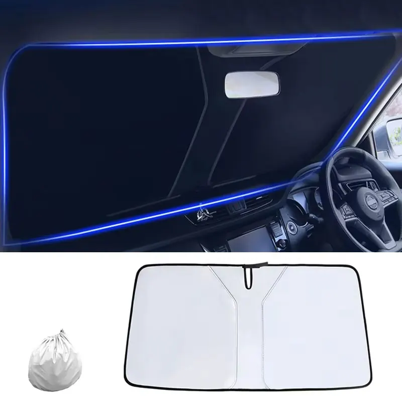 Pare-soleil de pare-brise de voiture, bloque les rayons UV, réflecteur, pare-soleil de fenêtre de voiture, visière de protection, housse de protection, parasol pliable