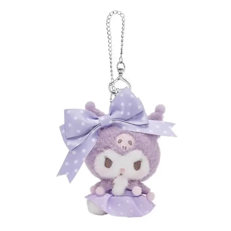 Kawaii Hello Kitty Polka Dot Bow Pluszowy brelok do kluczy Cartoon Cinnamoroll My Melody Kuromi PP Wypełniony bawełną brelok do tornistrów szkolnych