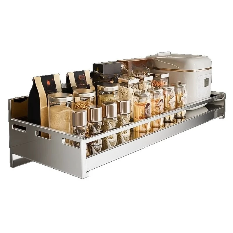 

Stainless steel wall-mounted multi-functional non-punching kitchen microwave oven rack