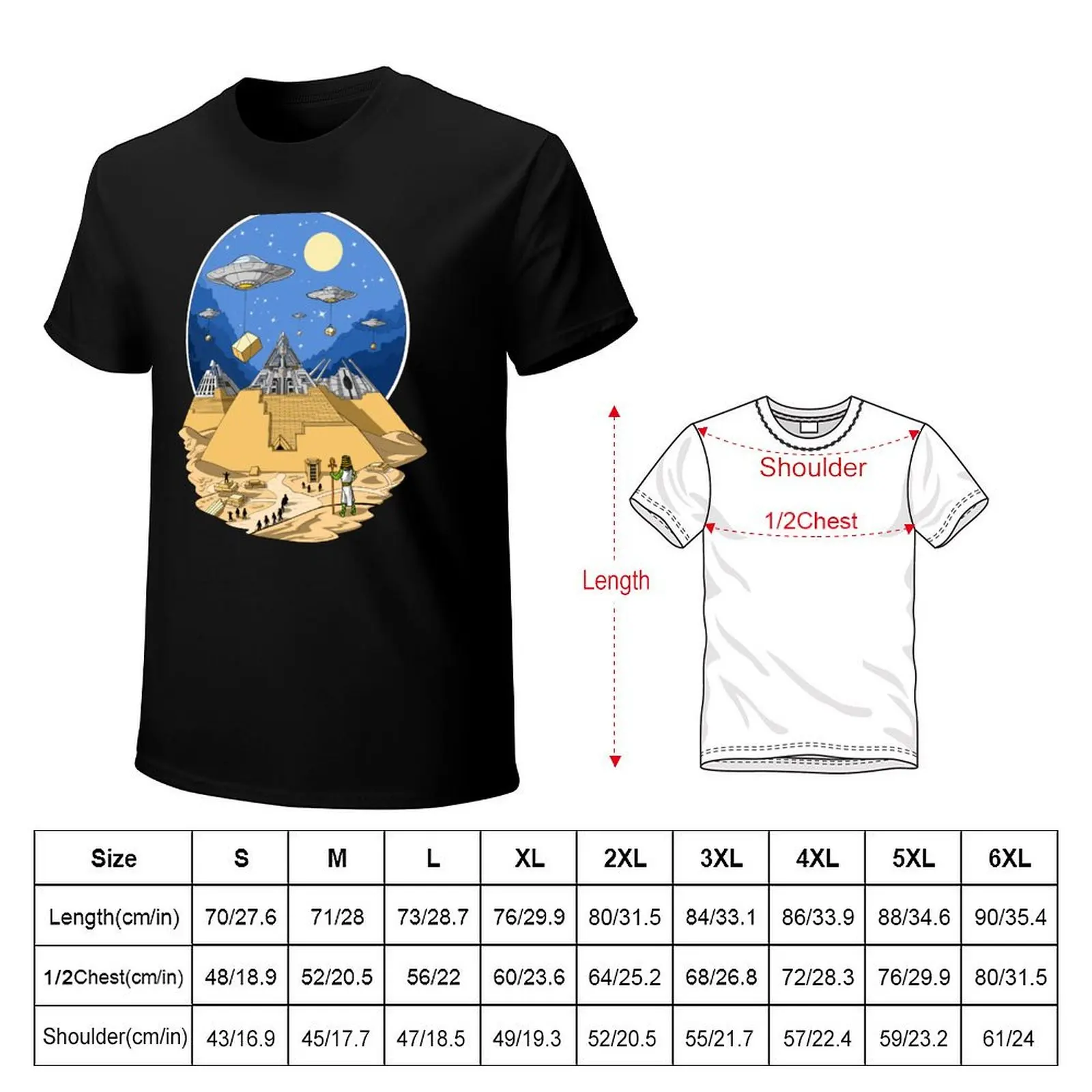 Aliens Bulding Egyptian Pyramids T-Shirt t shirt man cotton T-Shirt