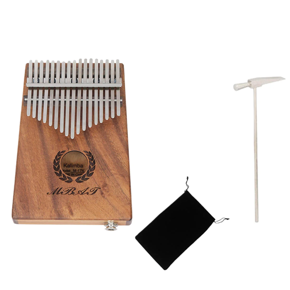 

Hooqu Wholesale Kalimba 17 Keys EQ Pickup Mahogany Thumb Piano With Bag Accessories